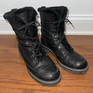 Stuart Weitzman Leather Faux Shearling Winter Boots